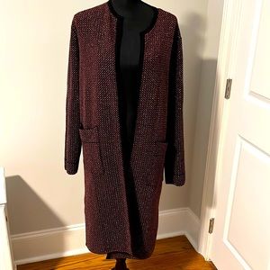 NWOT Zara Duster Cardigan Metallic Gold Knit Weave L